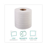 Bath Tissue, Septic Safe, Individually Wrapped Rolls, 2-Ply, White, 500 Sheets/Roll, 96 Rolls/Carton