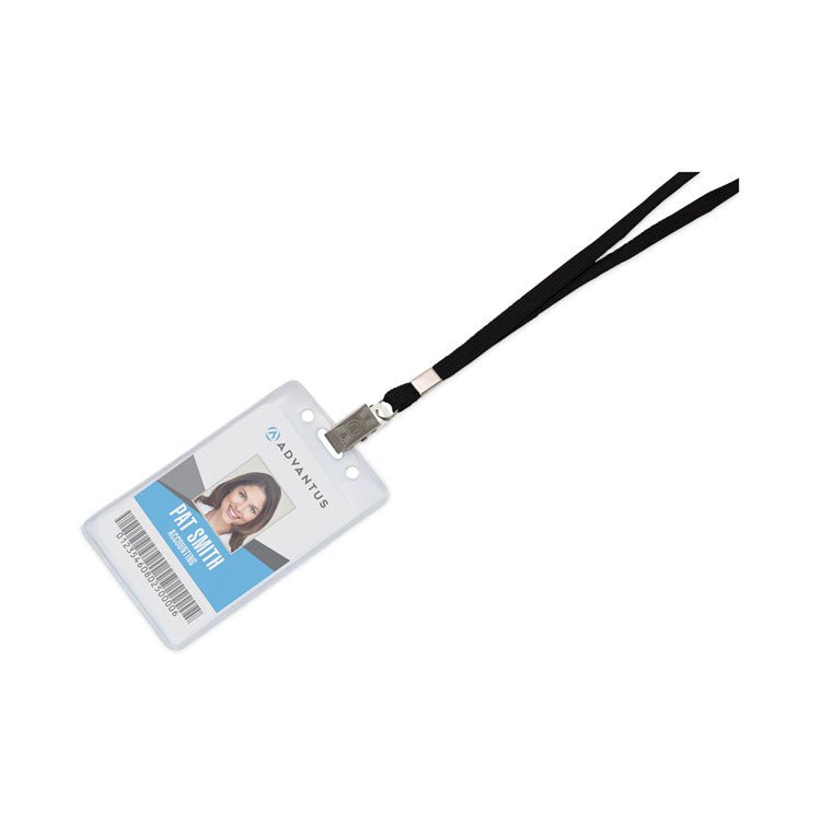 Deluxe Safety Lanyards, Metal Clip Fastener, 36" Long, Black, 24/Box