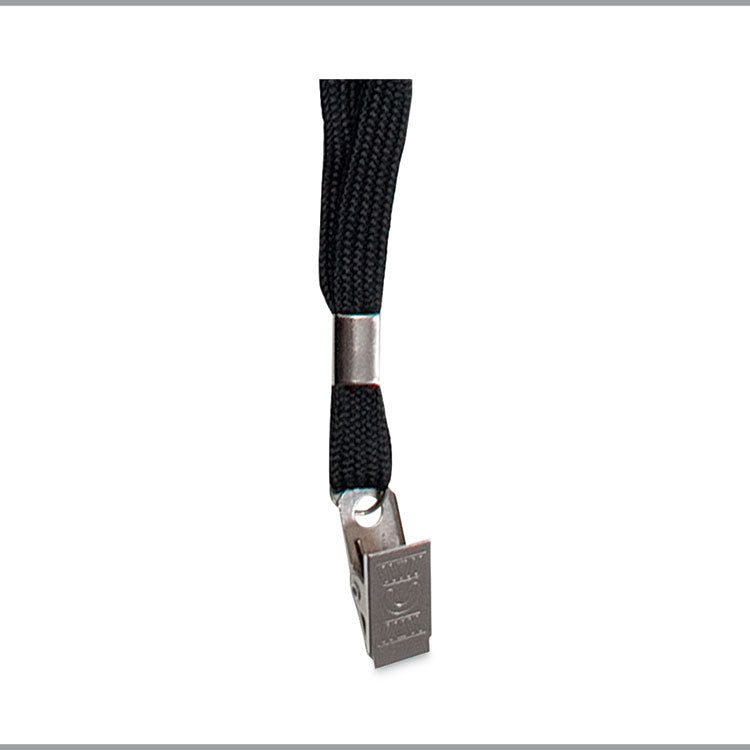 Deluxe Safety Lanyards, Metal Clip Fastener, 36" Long, Black, 24/Box