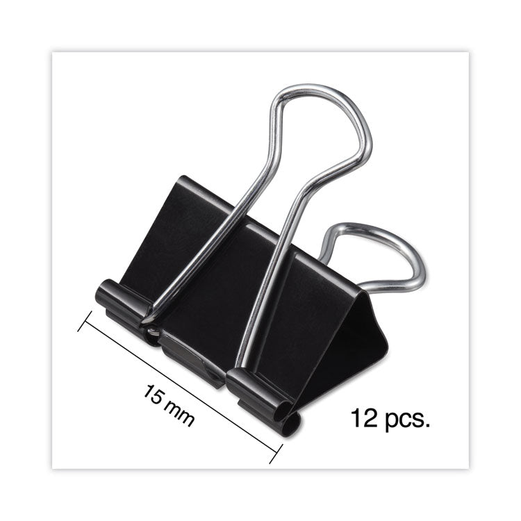 Binder Clips, Mini, Black/Silver, 12/Box