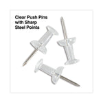 Clear Push Pins, Plastic, Clear, 0.38", 400/Pack