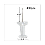 Clear Push Pins, Plastic, Clear, 0.38", 400/Pack