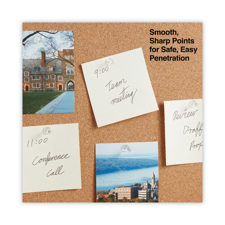 Clear Push Pins, Plastic, Clear, 0.38", 400/Pack