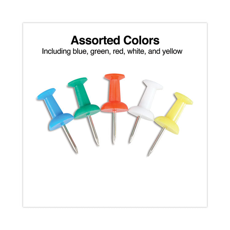 Colored Push Pins, Plastic, Assorted, 0.38", 400/Pack