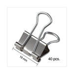 Binder Clips with Storage Tub, Small, Silver, 40/Pack
