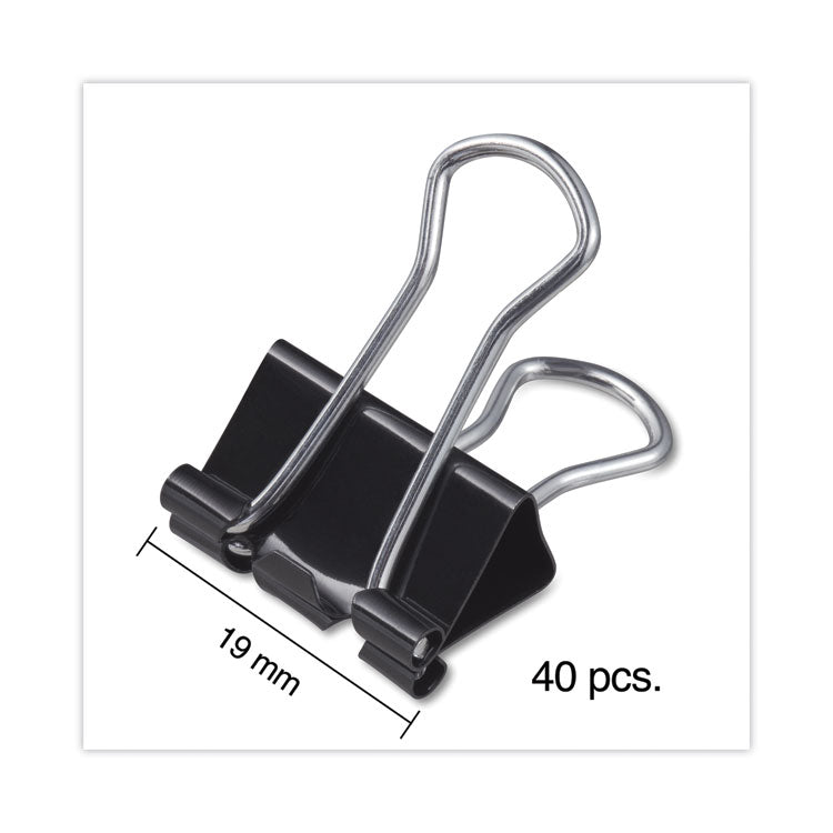 Binder Clips with Storage Tub, Small, Black/Silver, 40/Pack