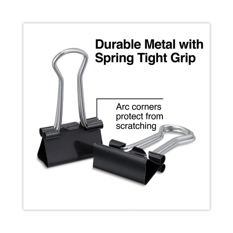 Binder Clips with Storage Tub, Small, Black/Silver, 40/Pack