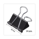 Binder Clips with Storage Tub, Medium, Black/Silver, 24/Pack
