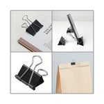 Binder Clips with Storage Tub, Large, Black/Silver, 12/Pack