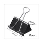 Binder Clips with Storage Tub, Large, Black/Silver, 12/Pack