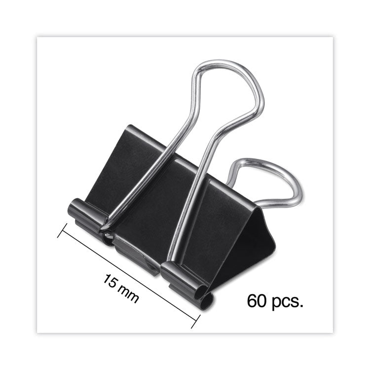 Binder Clips with Storage Tub, Mini, Black/Silver, 60/Pack