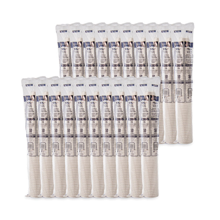 Single-Sided Poly Paper Hot Cups, 16 oz, White, 50/Sleeve, 20 Sleeves/Carton