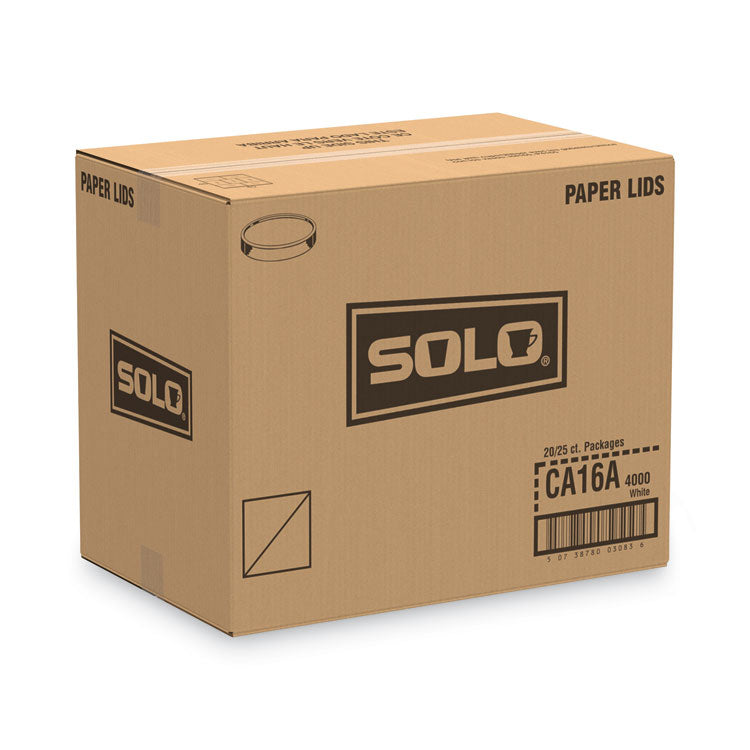 Spiral-Wound Paper Hot Cup Lids, Fits 16 oz Hot Cups, Paper, White, 25/Sleeve, 20 Sleeves/Carton