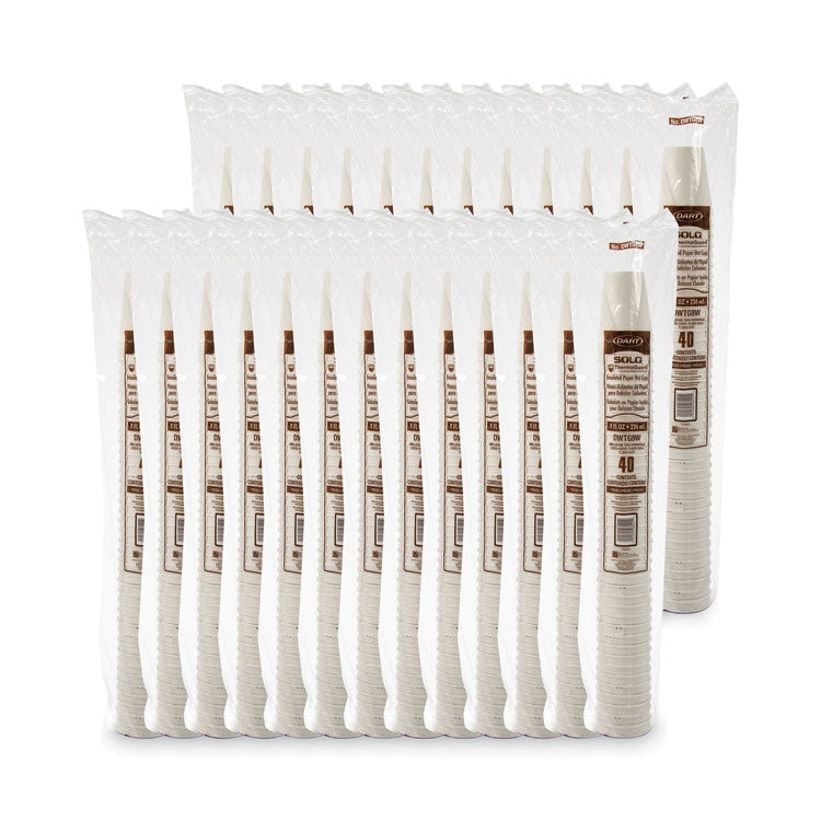 Thermoguard Insulated Paper Hot Cups, 8 oz, White Sustainable Forest Design, 1,000/Carton