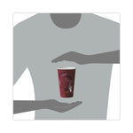 Paper Hot Drink Cups in Bistro Design, 16 oz, Maroon, 300/Carton