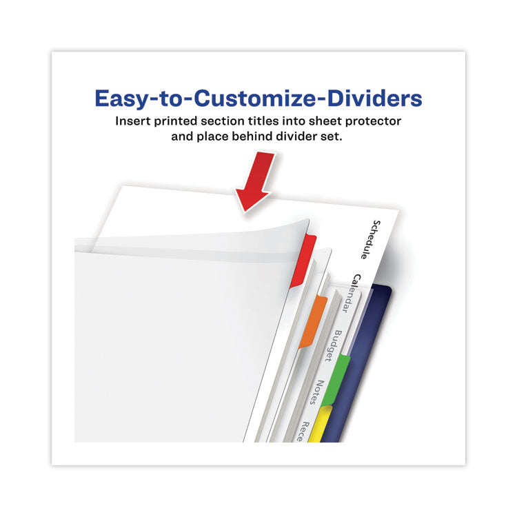 Clear Easy View Plastic Dividers With Multicolored Tabs And Sheet Protector, 8-Tab, 11 X 8.5, Clear, 1 Set