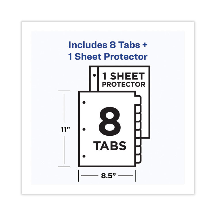 Clear Easy View Plastic Dividers With Multicolored Tabs And Sheet Protector, 8-Tab, 11 X 8.5, Clear, 1 Set