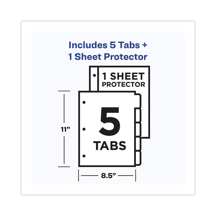 Clear Easy View Plastic Dividers With Multicolored Tabs And Sheet Protector, 5-Tab, 11 X 8.5, Clear, 1 Set