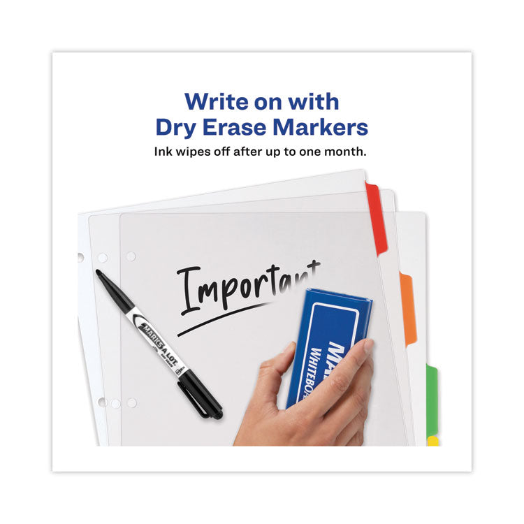 Clear Easy View Plastic Dividers With Multicolored Tabs And Sheet Protector, 5-Tab, 11 X 8.5, Clear, 1 Set