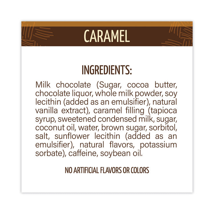 Caffeinated Caramel Chocolate Bites, 0.58 oz Bars, 50 Bars/Carton