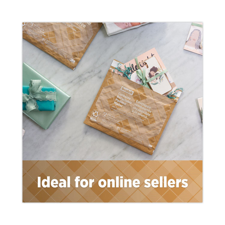 Curbside Recyclable Padded Mailer, #5, Bubble Cushion, Self-Adhesive Closure, 12 x 17.25, Natural Kraft, 100/Carton