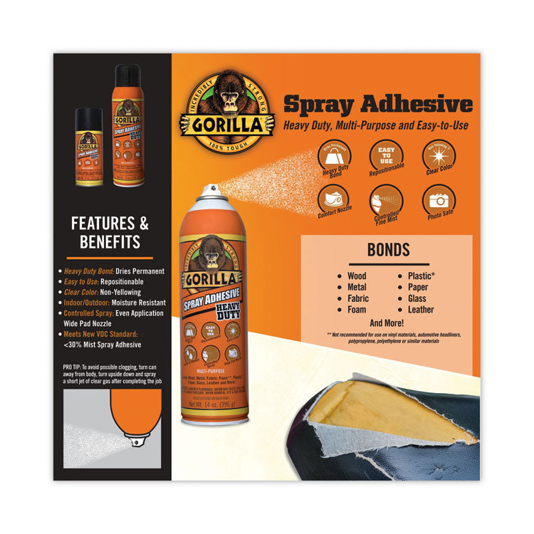 Spray Adhesive, 14 oz, Dries Clear