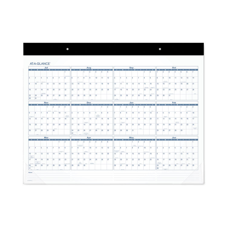 Academic Large Print Desk Pad, 21.75 x 17, White/Blue Sheets, 12 Month (July to June): 2025 to 2026