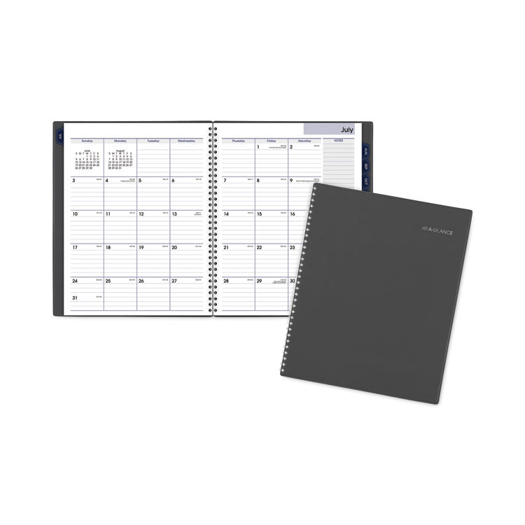 DayMinder Academic Monthly Desktop Planner, Twin-Wire Binding, 11 x 8.5, Charcoal Cover, 12-Month (July to June): 2025-2026