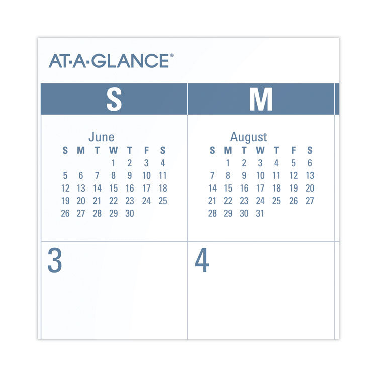 Academic Large Print Desk Pad, 21.75 x 17, White/Blue Sheets, 12 Month (July to June): 2025 to 2026