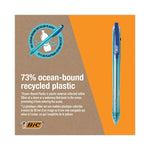 ReVolution Ocean Bound Ballpoint Pen, Retractable, Medium 1 mm, Blue Ink, Translucent Blue Barrel, Dozen
