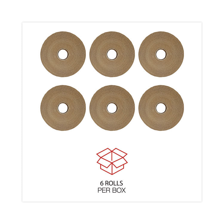 Glass-Fiber Reinforced Gummed Kraft Sealing Tape, 3" Core, 3" X 375 Ft, Brown, 8/carton