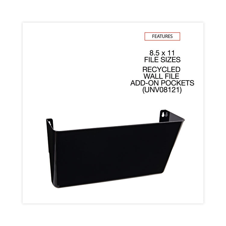 Wall File Pockets, Plastic, Letter Size, 13" x 4.13" x 7", Black