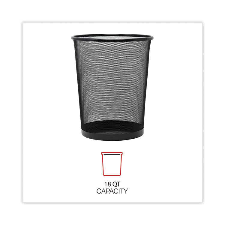 Mesh Wastebasket, 18 qt, Steel Mesh, Black