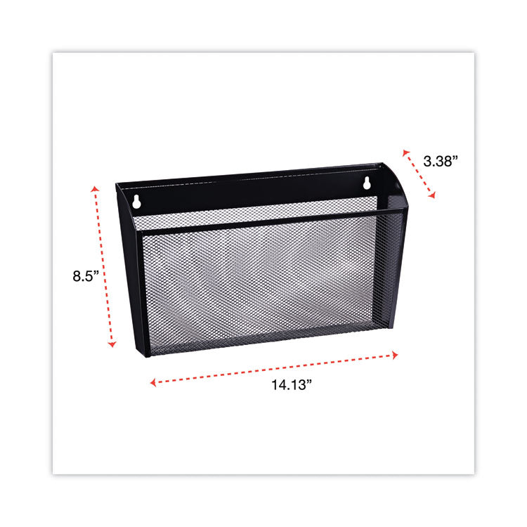 Mesh Three-Pack Wall Files, 3 Sections, Letter Size, 14.13" x 3.38" x 8.5", Black