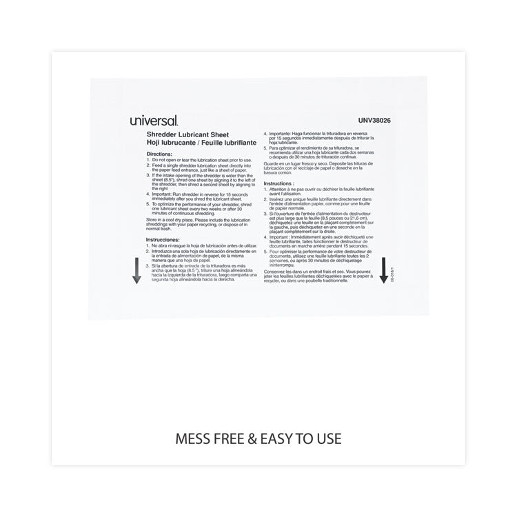 Shredder Lubricant Sheets, 8.4 x 5.9, 24 Sheets/Pack