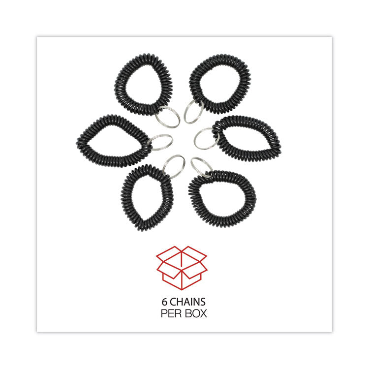 Wrist Coil Plus Key Ring, Plastic, Black, 6/pack