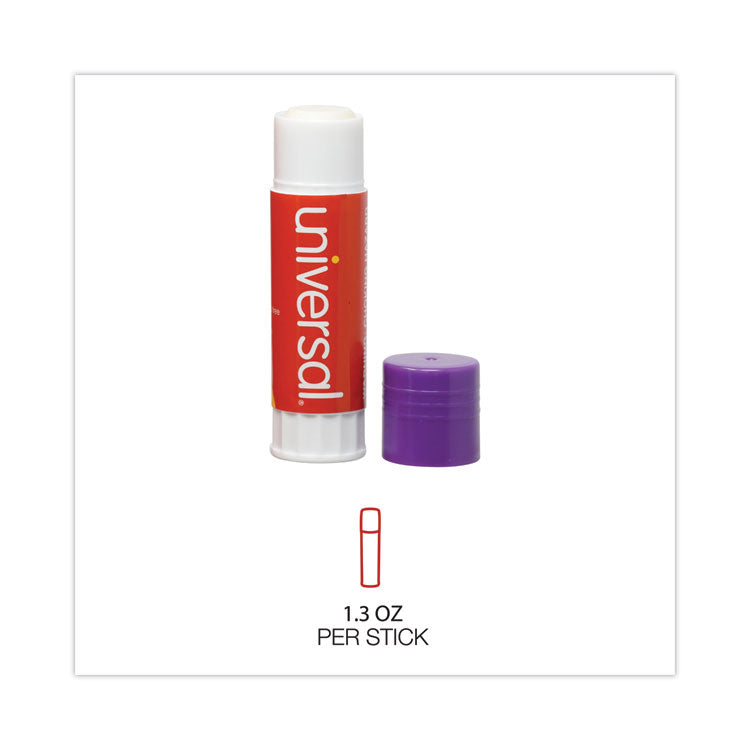 Glue Stick, 1.3 Oz, Applies Purple, Dries Clear, 12/pack