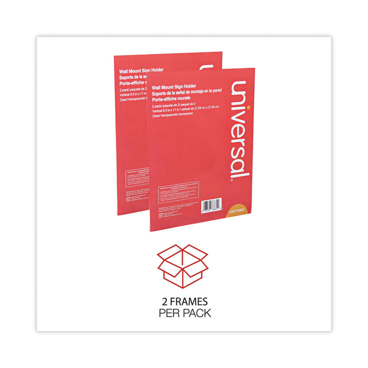 Wall Mount Sign Holder, 8.5 x 11, Vertical, Clear