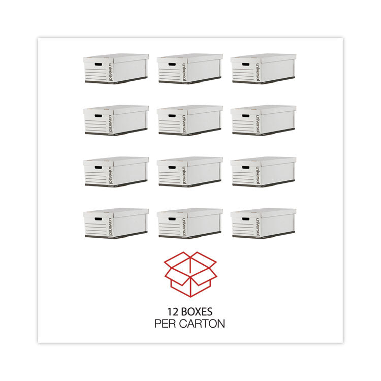 Medium-Duty Easy Assembly Storage Box, Legal Files, White, 12/carton