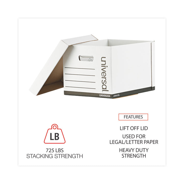 Heavy-Duty Fast Assembly Lift-Off Lid Storage Box, Letter/legal Files, White, 12/carton