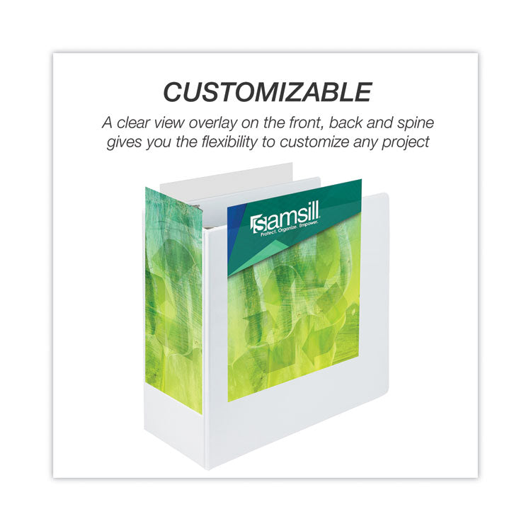 Earth's Choice Plant-Based Round Ring View Binder, 3 Rings, 5" Capacity, 11 x 8.5, White