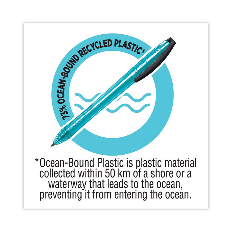 ReVolution Ocean Bound Ballpoint Pen, Retractable, Medium 1 mm, Blue Ink, Translucent Blue Barrel, Dozen