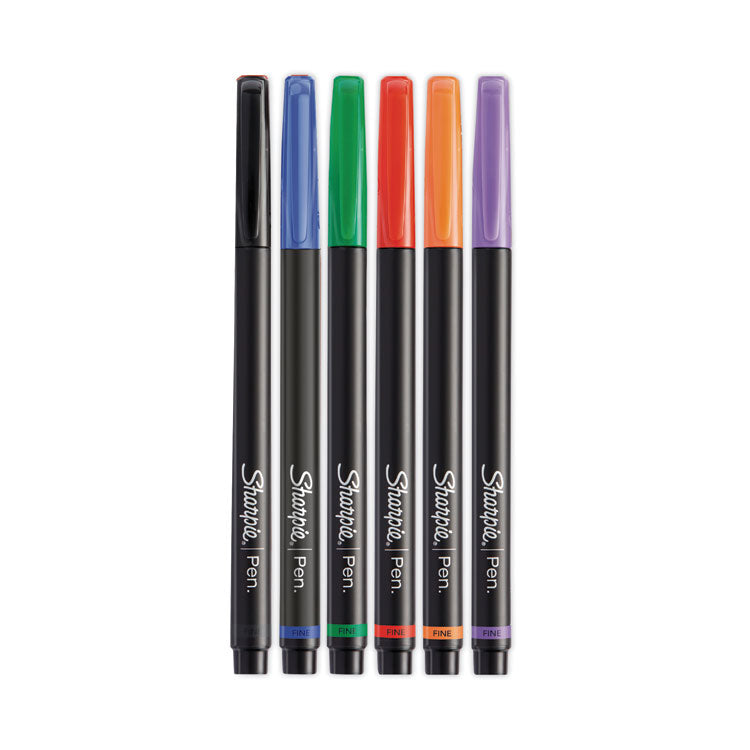 Water-Resistant Ink Porous Point Pen, Stick, Fine 0.4 Mm, Assorted Ink And Barrel Colors, 6/pack