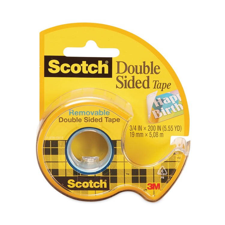 Double-Sided Removable Tape In Handheld Dispenser, 1" Core, 0.75" X 33.33 Ft, Clear