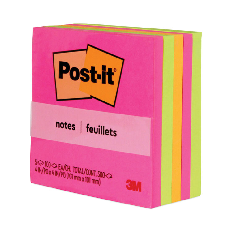 Original Pads in Poptimistic Collection Colors, 4" x 4", 100 Sheets/Pad, 5 Pads/Pack