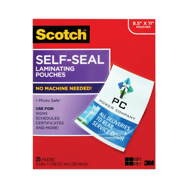 Self-Sealing Laminating Pouches, 9.5 Mil, 9" X 11.5", Gloss Clear, 25/pack