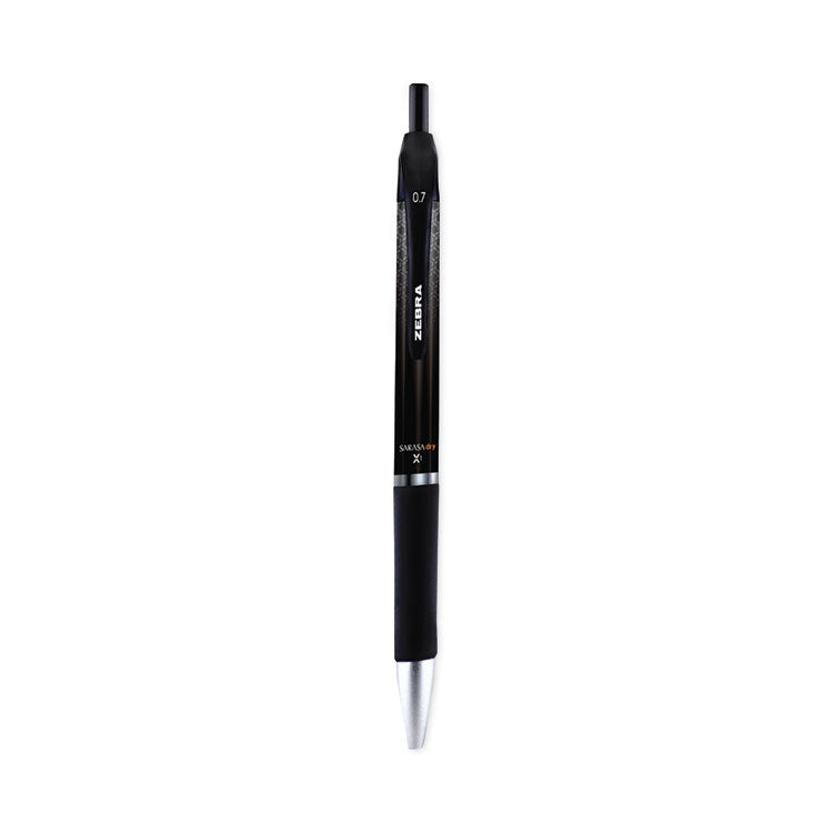 Sarasa Dry Gel X1 Gel Pen, Retractable, Medium 0.7 mm, Black Ink, Black Barrel, 12/Pack