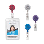 Translucent Retractable ID Card Reel, 30" Extension, Assorted Colors, 4/Pack