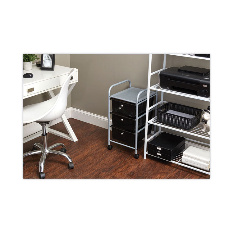 Portable Drawer Organizer, Metal, 1 Shelf, 3 Drawers, 13" x 15.38" x 25.88", Matte Gray/Smoke