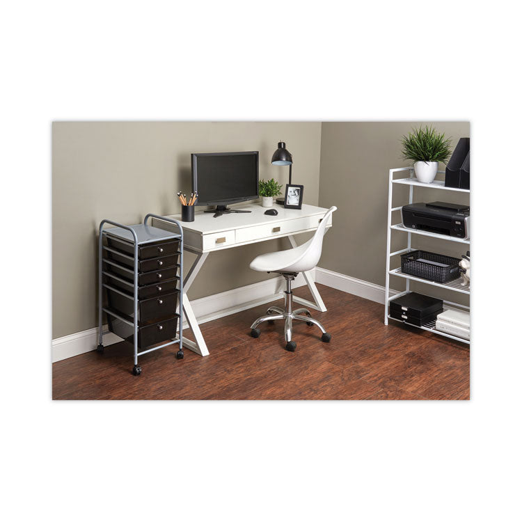 Portable Drawer Organizer, Metal, 1 Shelf, 6 Drawers, 13" x 15.38" x 32.13", Matte Gray/Smoke